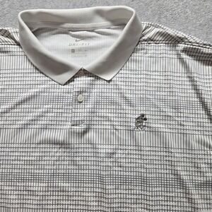 Nike Dri-FIT Mickey Mouse Disney Golf Polo Shirt Mens XXL White Grid Pattern